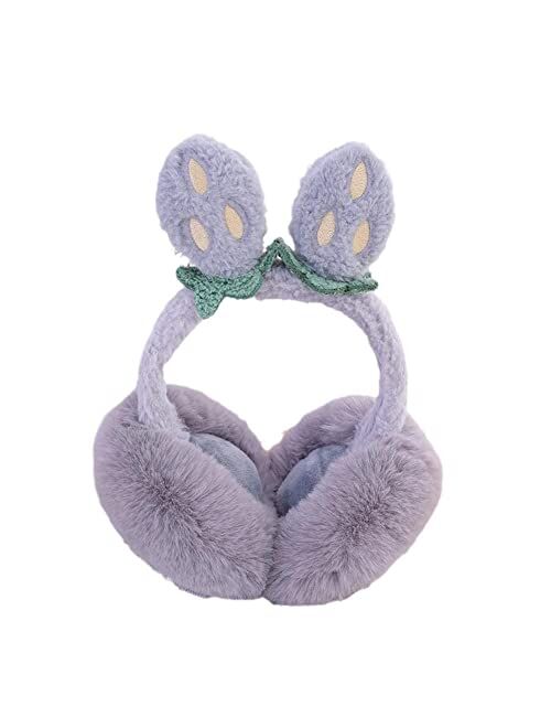 Harr Winter Ear Muffs Faux Fur Earmuffs Strawberry Ears Foldable Plush Thermal Ear Warmers Women Ladies Girls Cold Weather