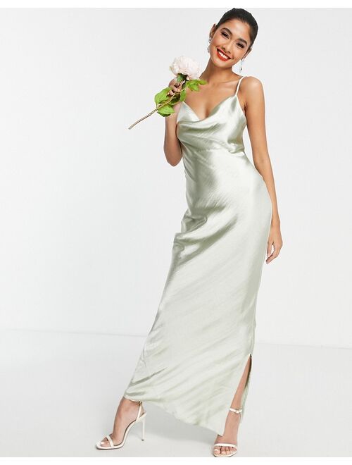 Buy Asos Design Bridesmaid cami maxi slip dress in high shine