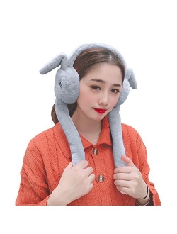 Siqitechno Unisex Winter Earmuffs with Moving Jumping Ears Rabbit Headbands Cute Plush Ear Warmers Faux Fur Ear Muff for Kids Adults