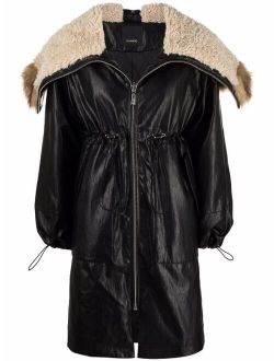 faux fur-trimmed hood coat
