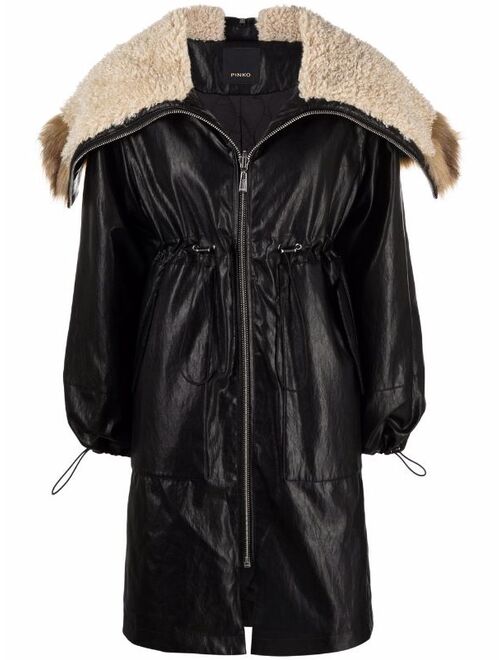 Pinko faux fur-trimmed hood coat