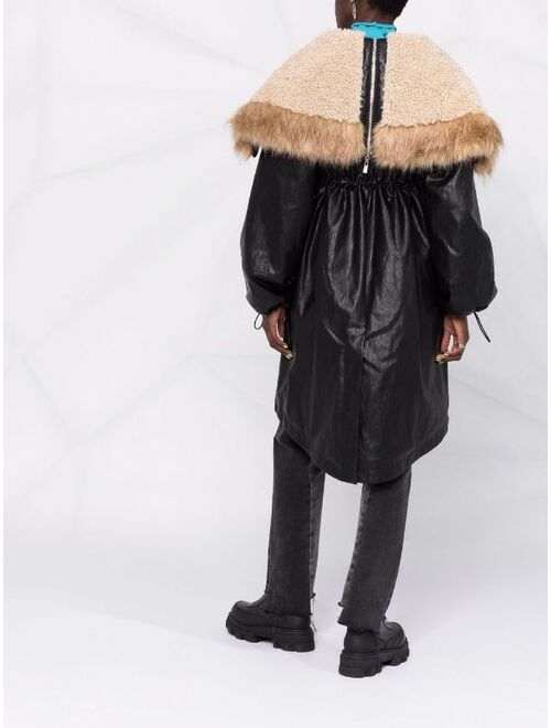 Pinko faux fur-trimmed hood coat