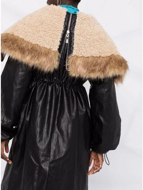 Pinko faux fur-trimmed hood coat