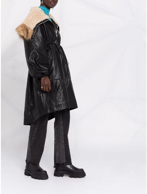 Pinko faux fur-trimmed hood coat