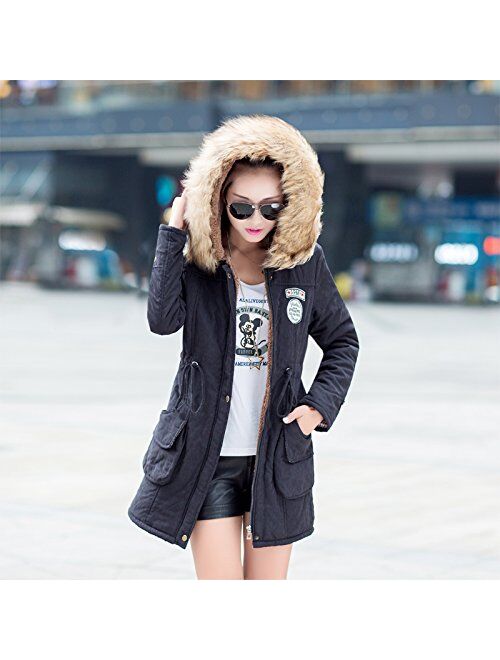 Aro Lora Womens Winter Warm Coat Hoodie Parkas Overcoat Fleece Outwear Jacket