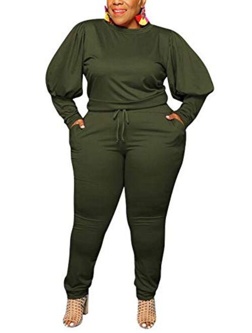 Aro Lora Womens Plus Size Tracksuit 2 Piece Outfit Sequin Tassels Cold Shoulder Pullover Top and Pant Set