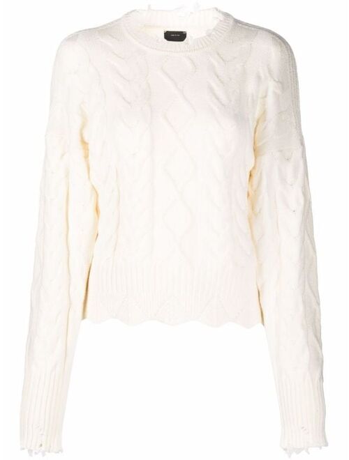 Pinko raw-cut cable-knit jumper