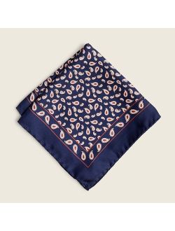 Italian silk pocket square in blue paisley