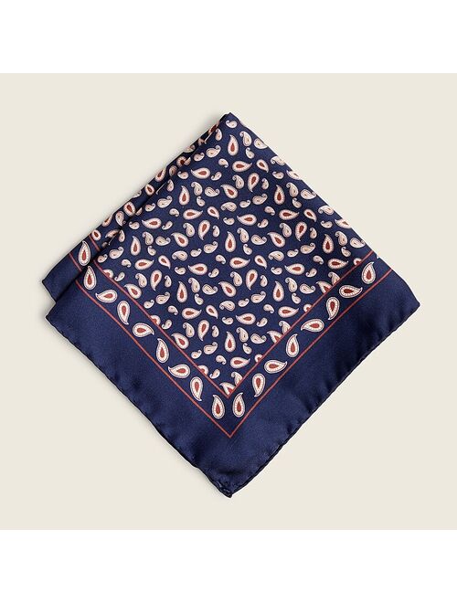 J.Crew Italian silk pocket square in blue paisley