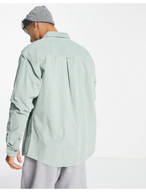 Asos Design 90s oversized cord shirt in sage green - LGREEN