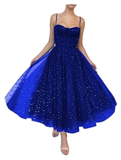 Starry Tulle Puffy Sleeve Prom Dress Long with Slit Sparkle V Neck Ball Gown A Line Formal Evening Gowns