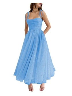 Starry Tulle Puffy Sleeve Prom Dress Long with Slit Sparkle V Neck Ball Gown A Line Formal Evening Gowns