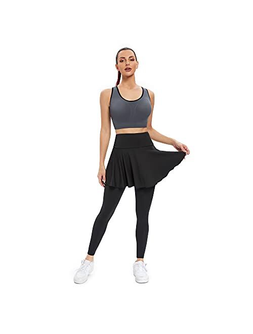 JOYSHAPER Skirted Leggings with Pockets for Women - Yoga Pants with Attached Skirt - Women's Tennis Skapri