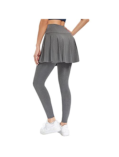 JOYSHAPER Skirted Leggings with Pockets for Women - Yoga Pants with Attached Skirt - Women's Tennis Skapri