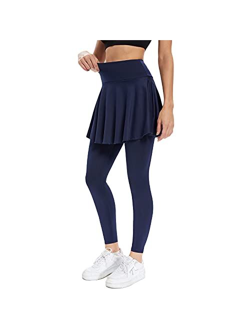 JOYSHAPER Skirted Leggings with Pockets for Women - Yoga Pants with Attached Skirt - Women's Tennis Skapri