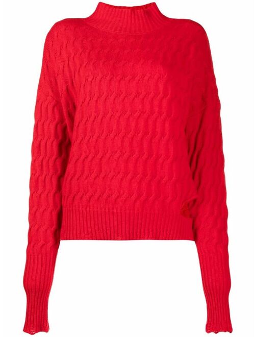 Pinko cut-out detail cable-knit jumper