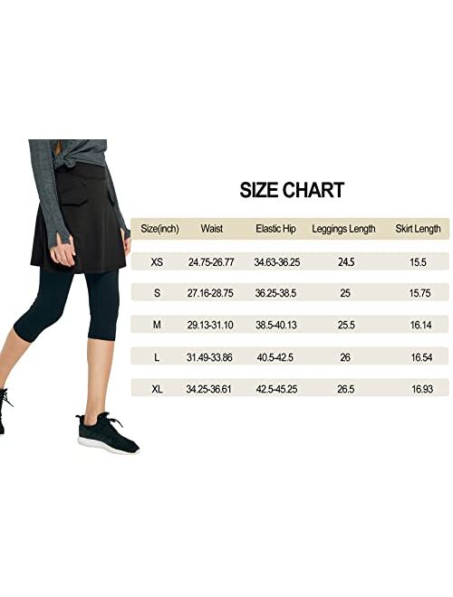 alvon Women Skirted Capri Leggings with Pockets Skirt Leggings for Women Golf Skirts with Leggings Cropped