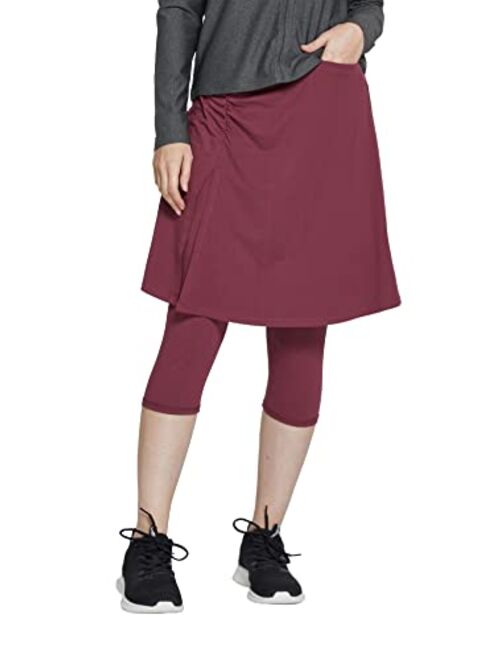 alvon Women Skirted Capri Leggings with Pockets Skirt Leggings for Women Golf Skirts with Leggings Cropped