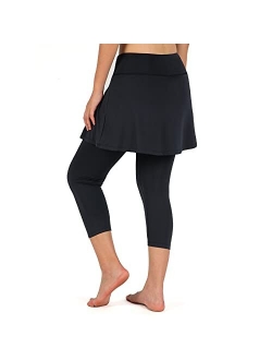 Turnhier Women's Skirted Leggings with Skirts Tennis Skirted Leggings for Women with Pockets