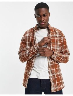 90s oversized check shirt in brown