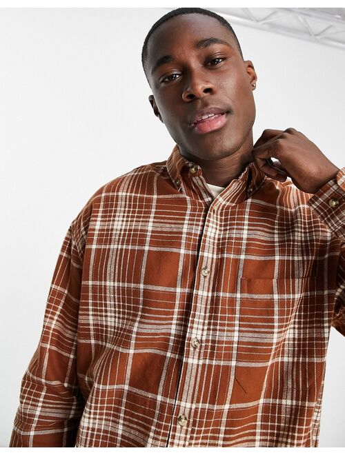 Asos Design 90s oversized check shirt in brown