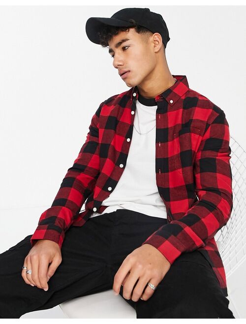 Asos Design shirt in red buffalo check