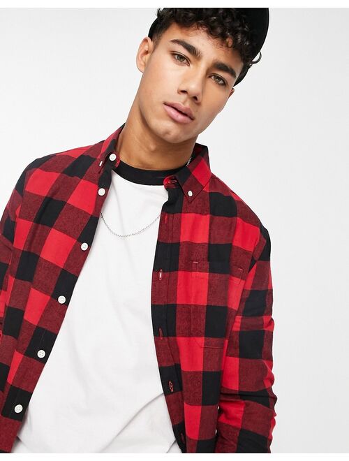 Asos Design shirt in red buffalo check