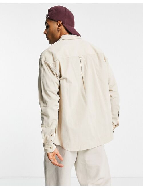 Asos Design 90s oversized cord shirt in ecru