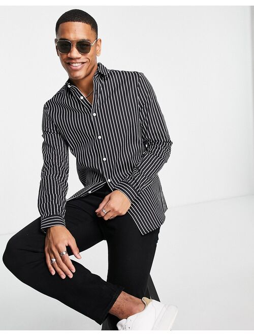 Asos Design stretch skinny stripe shirt