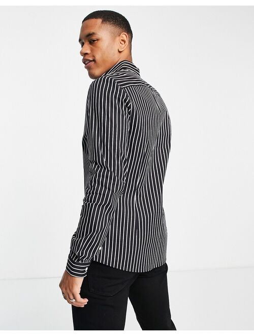 Asos Design stretch skinny stripe shirt