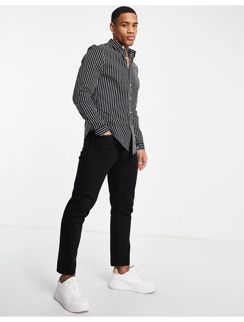 Asos Design stretch skinny stripe shirt