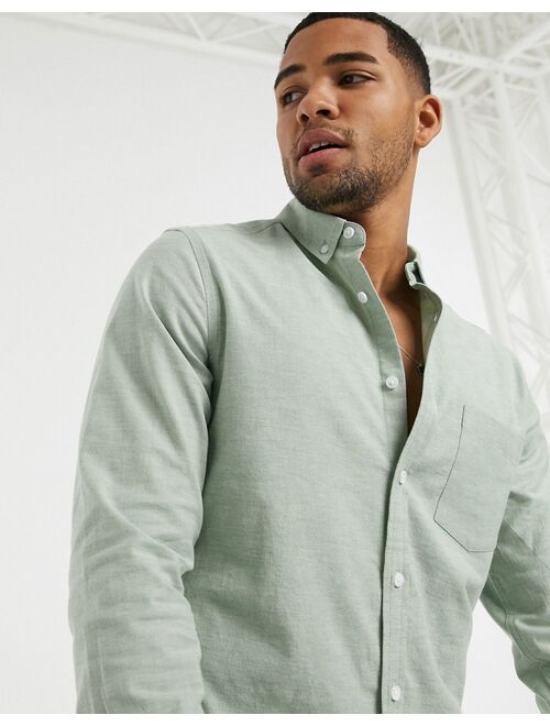 Asos Design slim fit yarn dye oxford shirt in pine green