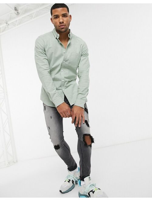 Asos Design slim fit yarn dye oxford shirt in pine green