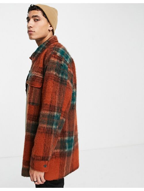 Asos Design wool mix oversized shacket in red check