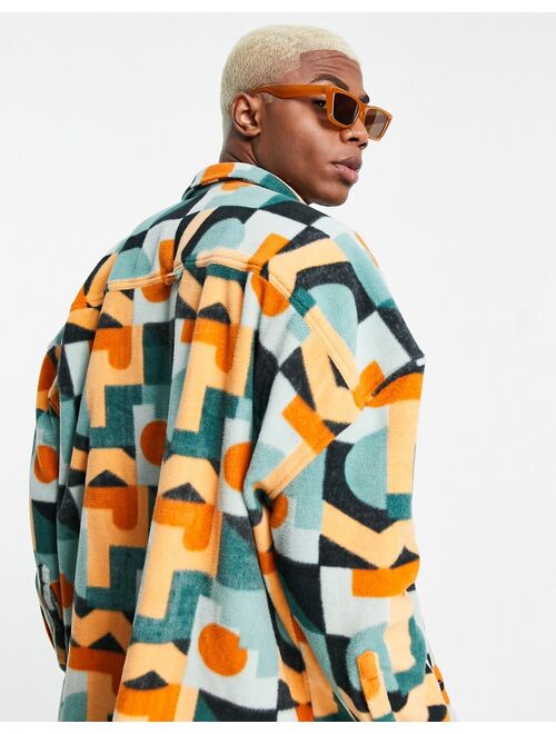 Asos Design 90s oversized shirt in Geo fleece print