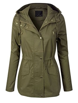 MixMatchy Women's Casual Lightweight Military Safari Anorak Utility Hoodie Jacket