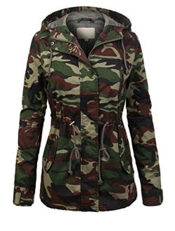 MixMatchy Women's Casual Lightweight Military Safari Anorak Utility Hoodie Jacket