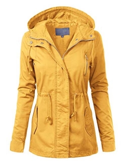 MixMatchy Women's Casual Lightweight Military Safari Anorak Utility Hoodie Jacket