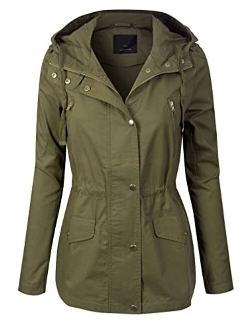 MixMatchy Women's Casual Lightweight Military Safari Anorak Utility Hoodie Jacket