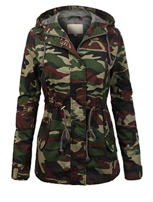 MixMatchy Women's Casual Lightweight Military Safari Anorak Utility Hoodie Jacket