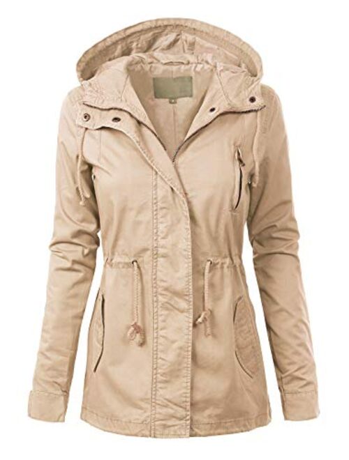 MixMatchy Women's Casual Lightweight Military Safari Anorak Utility Hoodie Jacket