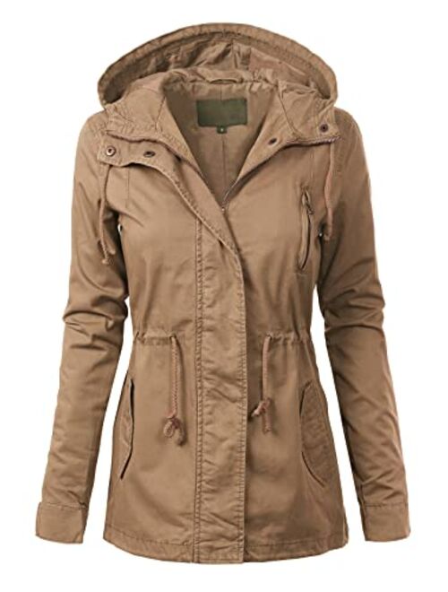 MixMatchy Women's Casual Lightweight Military Safari Anorak Utility Hoodie Jacket