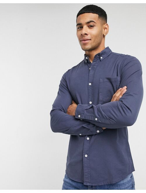 Asos Design slim fit oxford shirt in navy