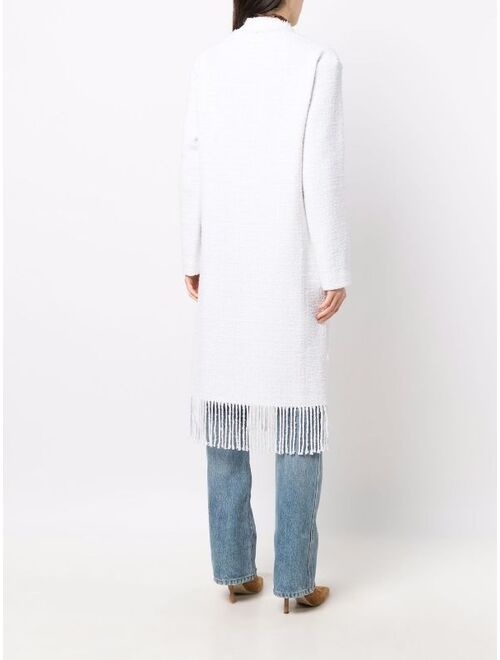 Pinko button-up fringed cardi-coat