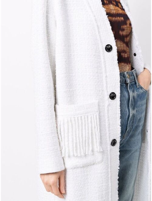 Pinko button-up fringed cardi-coat