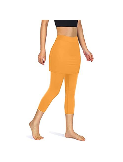 Fridja Skirted Legging for Women with Pockets Attached Tennis Skirt with Leggings Golf Skirts with Leggings Yoga Leggings