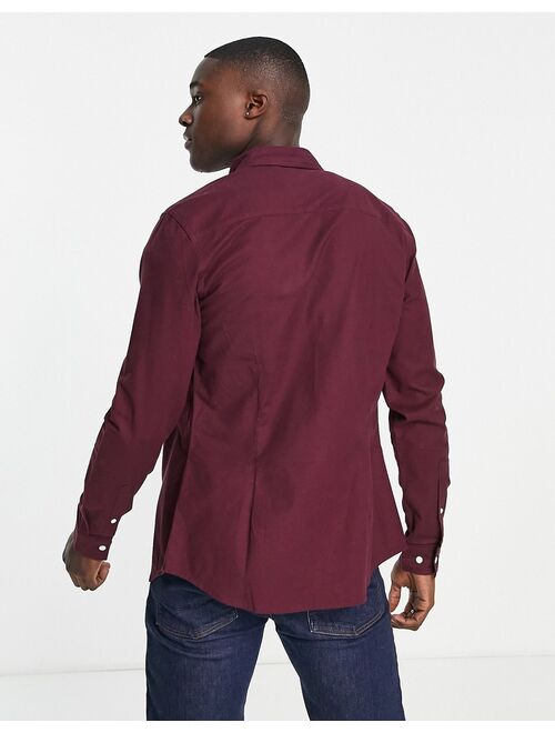 Asos Design skinny oxford shirt in oxblood