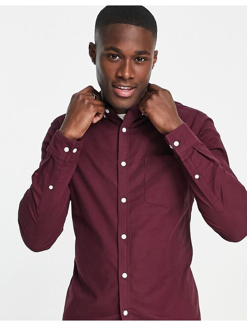 Asos Design skinny oxford shirt in oxblood