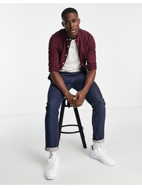 Asos Design skinny oxford shirt in oxblood