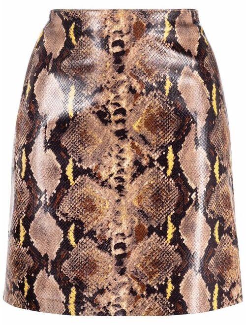 Pinko high-waisted snakeskin-effect skirt